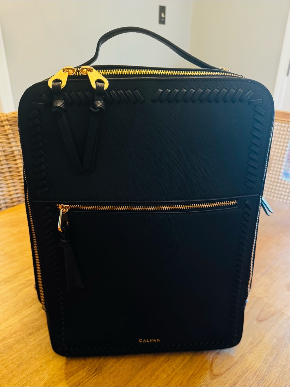 Calpak Black Backpack with Gold Hardware